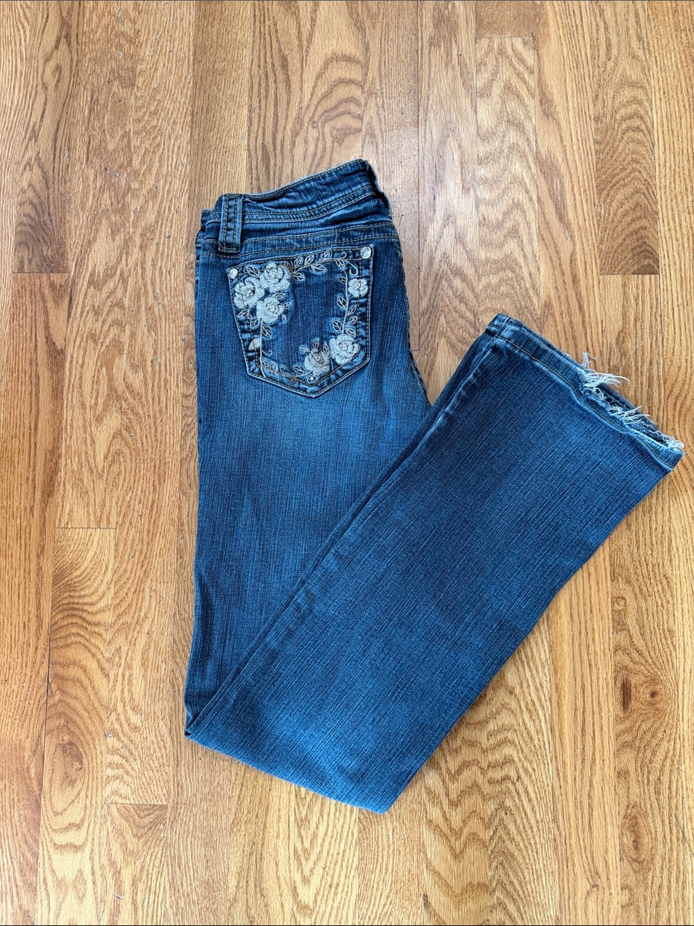 L.A. idol Dark Blue Embroidered Boot Cut Jeans